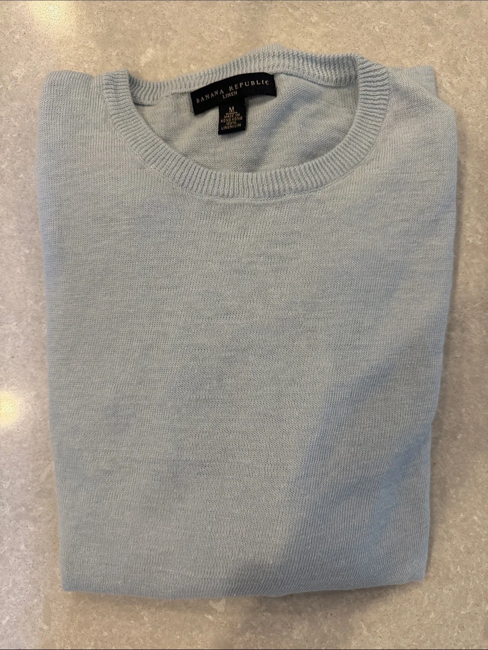Banana Republic Men's 100% Linen Pale Blue Crewneck Sweater